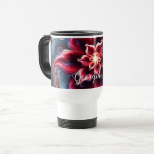 Taza De Viaje Galaxia de Poinsettia floral festiva personalizada