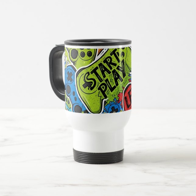 Taza De Viaje Gamer Pattern Travel/Commuter Mug (Anverso izquierdo)