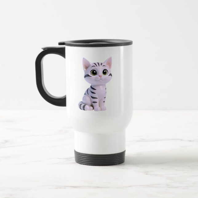 Taza De Viaje Gatito Atigrado Sentado (Izquierda)