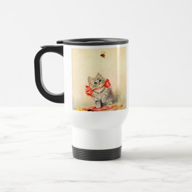 Taza De Viaje Gatito con cinta roja (Izquierda)