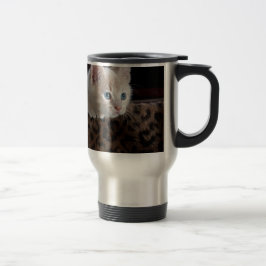 Taza De Viaje Gatito crema con hermosos ojos azules