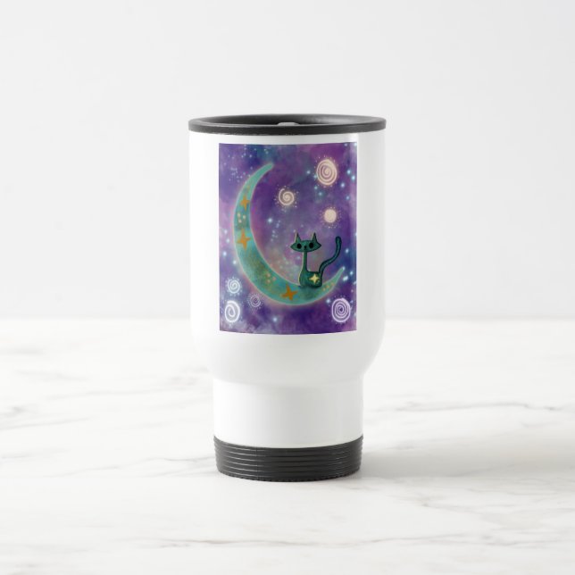 Taza De Viaje Gato atómico celeste (Centro)