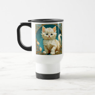 Taza De Viaje Gato blanco Alphonse Mucha Art Nouveau