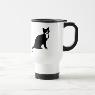 Taza De Viaje Gato blanco y negro lindo de la raqueta