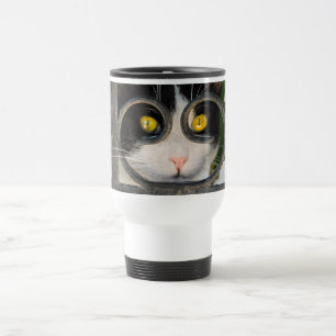 Taza De Viaje Gato curioso con Espectáculos Marco Fina Divertida