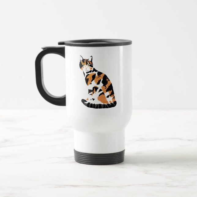 Taza De Viaje Gato de Calico sentado (Izquierda)