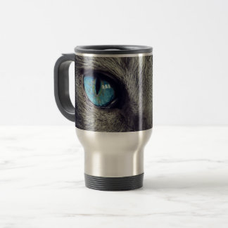 Taza de viaje gato de ojos azules