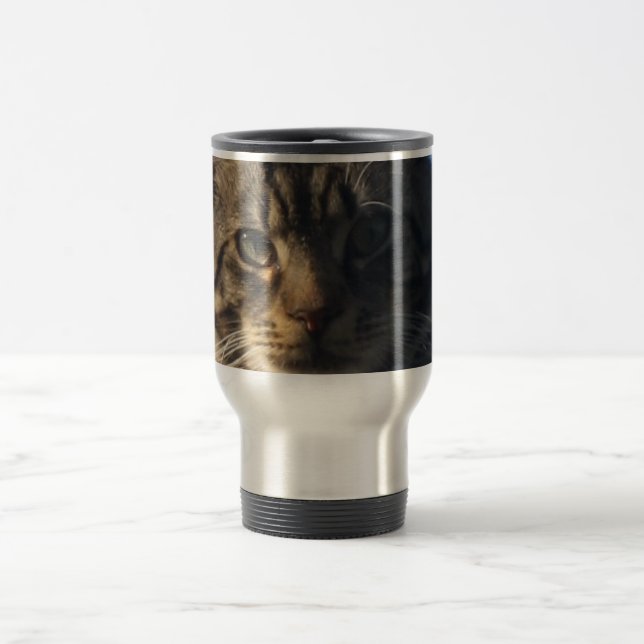 Taza De Viaje Gato de Tabby - viaje del acero inoxidable/taza (Centro)
