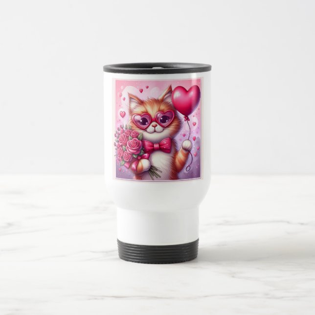 Taza De Viaje Gato El día de San Valentín/gatito (Centro)