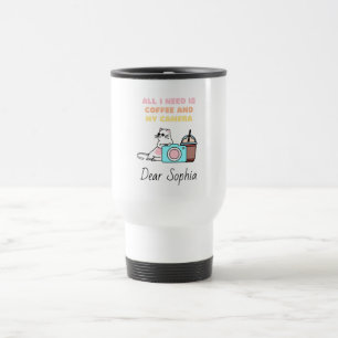 Taza De Viaje Gato gracioso con gafas de sol y humor para cámara