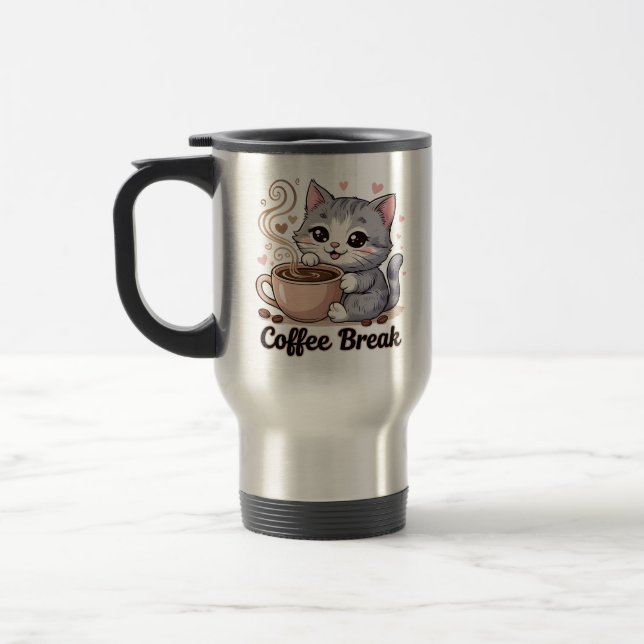 Taza De Viaje Gato lindo - Descanso de café - (Izquierda)