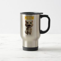 Taza de viaje gato lindo Meow