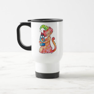 Taza De Viaje Gato lindo y caprichoso ama pájaro