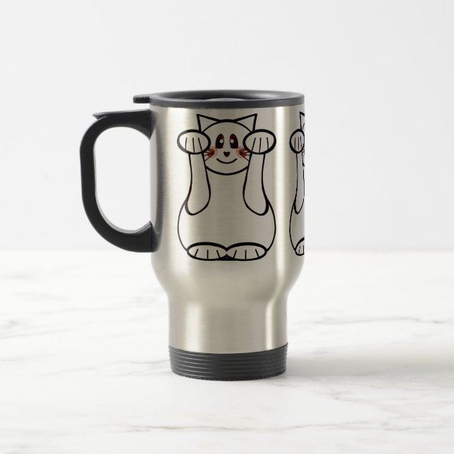 Taza De Viaje Gato Lukcy Maneki Neko Beckoning Gato De Bienvenid (Izquierda)