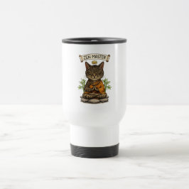 Taza De Viaje Gato Maestro Zen Divertido Gato Gris Atigrado Rega