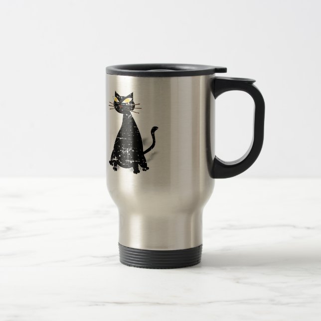Taza De Viaje Gato negro de grasa con problemas (Derecha)