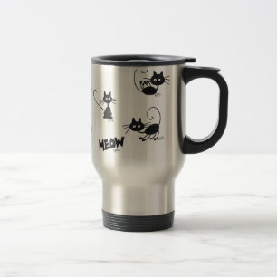 Taza De Viaje Gato negro del dibujo animado