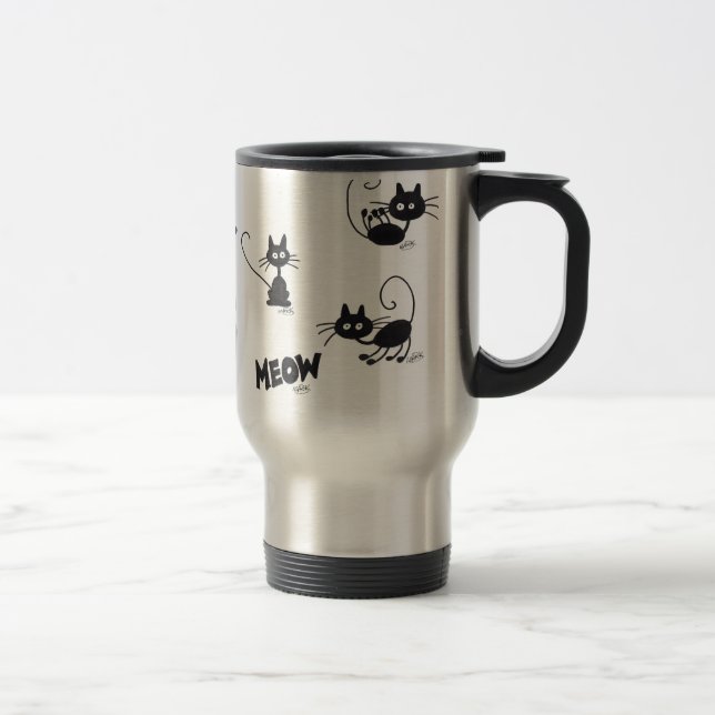 Taza De Viaje Gato negro del dibujo animado (Derecha)