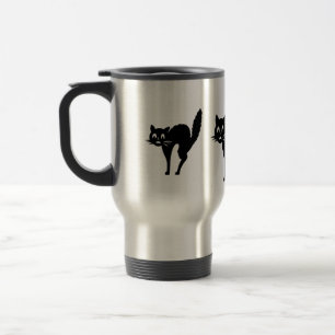 Taza De Viaje gato negro divertido con detrás arqueado Halloween