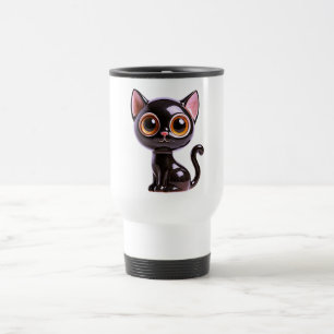 Taza De Viaje Gato negro estilizado sentado,