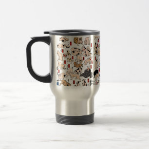 Taza De Viaje Gato Patrón Ukiyo-e Japonés Antiguo: Kuniyoshi