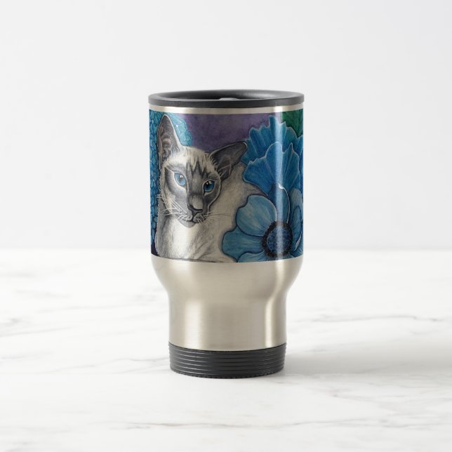 Taza De Viaje Gato Siamés De Punto Azul (Centro)