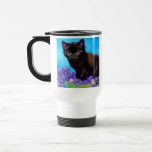 Taza De Viaje Gato Van Gogh y flores