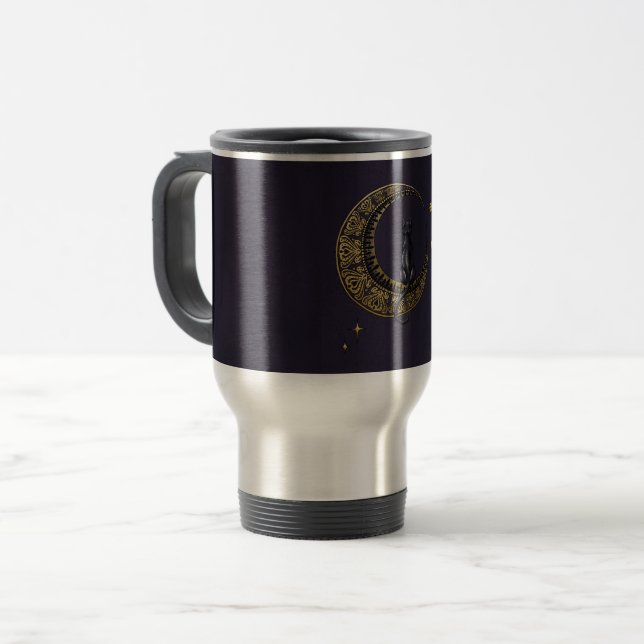 Taza De Viaje Gato y luna de Art Nouveau (Anverso izquierdo)
