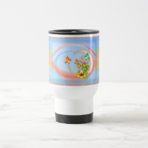 Taza De Viaje Gato y pájaros Arte Pixel