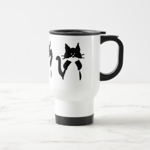 Taza De Viaje Gatos Blancos Negros   Tres Gatitos Sabios