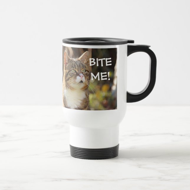 Taza De Viaje Gatos de Badass - "¡Muérdeme!" (Derecha)