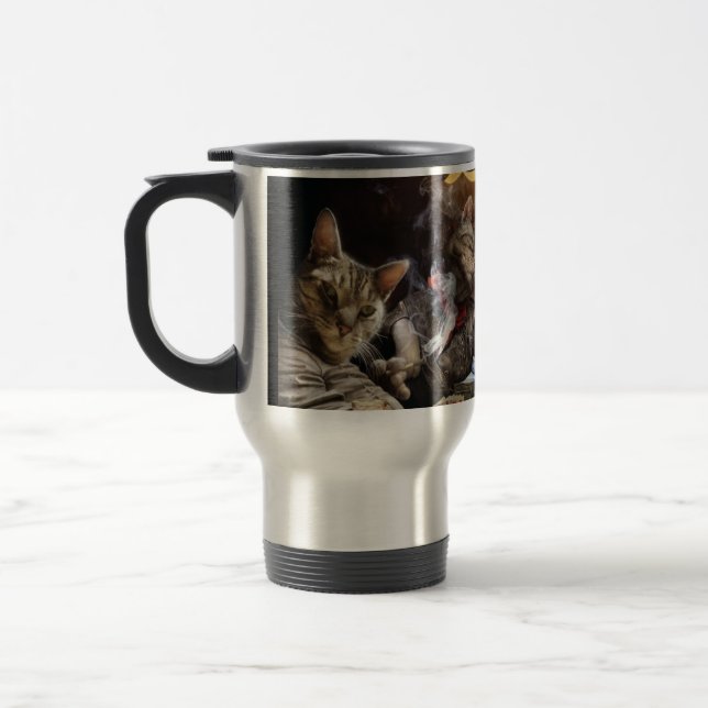 Taza De Viaje Gatos jugando al póquer (Izquierda)
