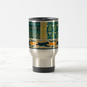 Taza De Viaje Gatos y flores de Art Nouveau