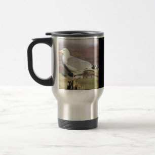Taza De Viaje Gaviota Poste de Cerca Costera Vida Silvestre Océa