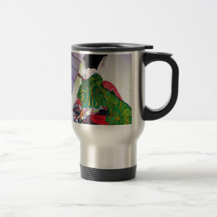 Taza De Viaje Geisha japonesa con kimono y paraguas