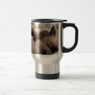 Taza De Viaje Gemelos Acarician Gato Gatito Siamés Adorable
