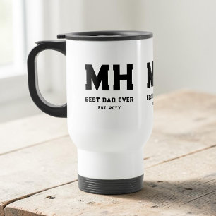 Taza De Viaje Genial Monograma Moderno de Negro y Blanco Mejor P