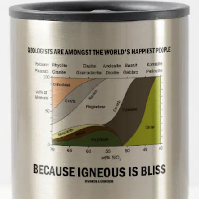 Taza De Viaje Geólogos La Gente Más Feliz Igneous Es Bliss (Memorable scientific saying mug showing the chemical composition of igneous rock for any geologist!)