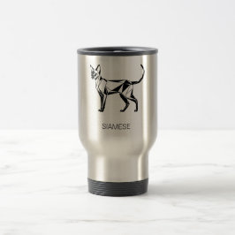 Taza de viaje geométrica de gato siamés minimalist