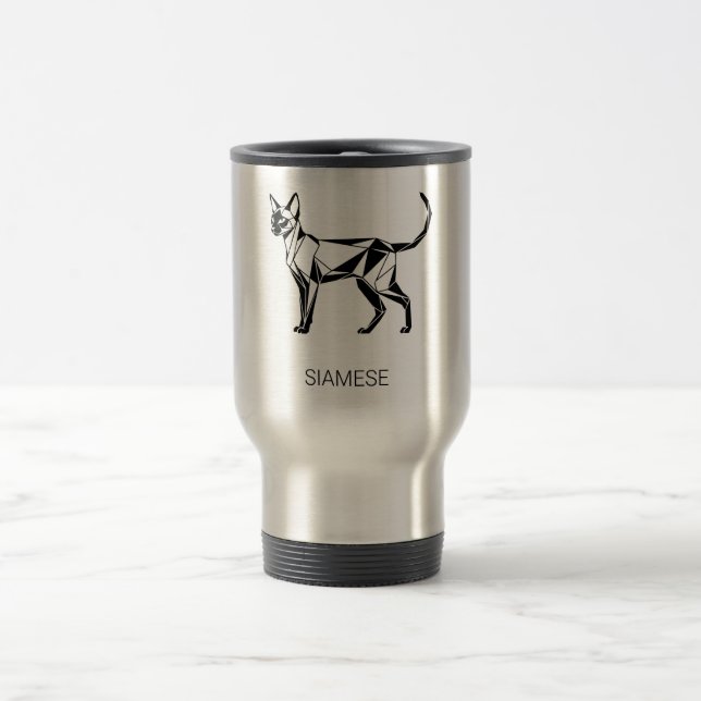 Taza de viaje geométrica de gato siamés minimalist (Centro)
