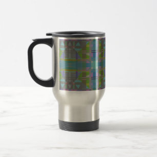 Taza De Viaje Geométrico verde azul púrpura