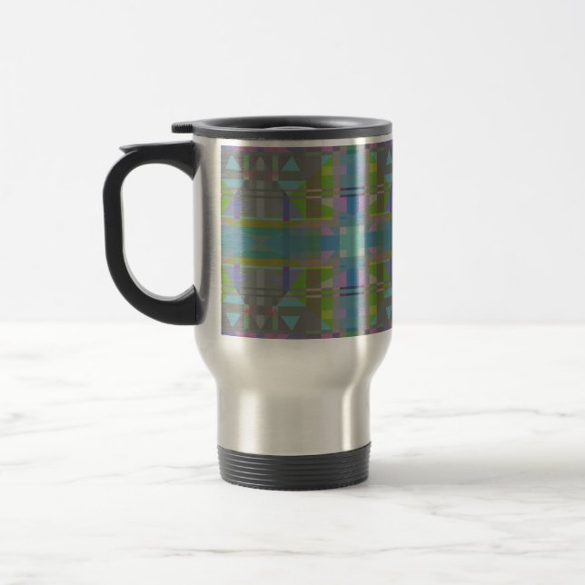 Taza De Viaje Geométrico verde azul púrpura (Izquierda)