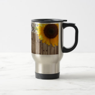 Taza De Viaje girasol rústico del país occidental del cordón 