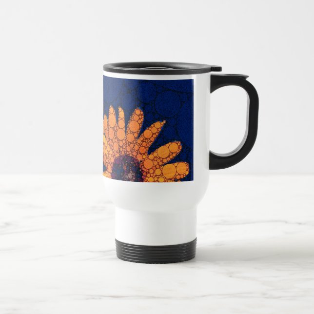Taza De Viaje Girasoles anaranjados brillantes azul marino (Derecha)