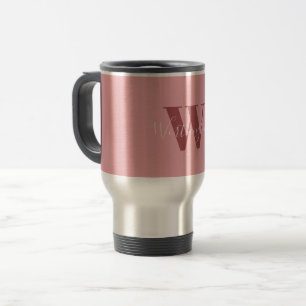 Taza De Viaje Girly Monograma y Nombre Rojo rosa