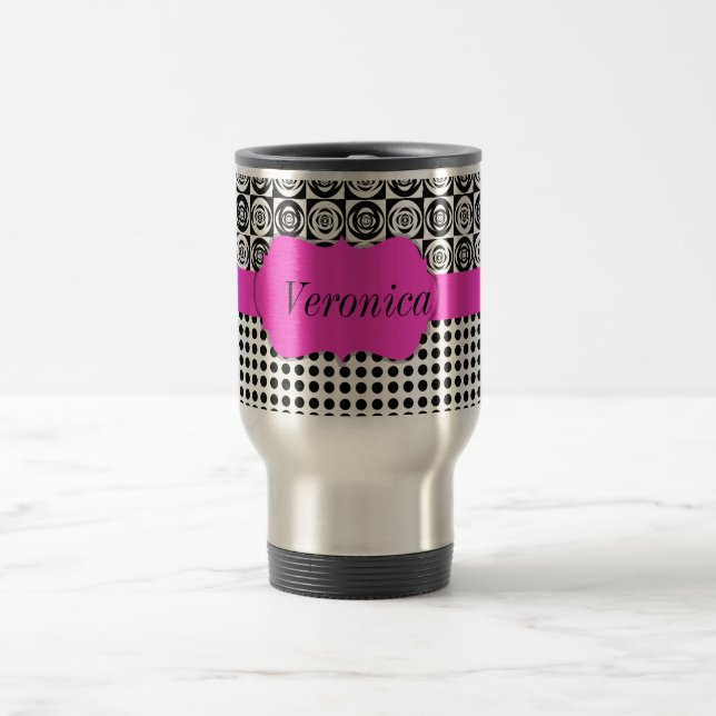 Taza De Viaje Glam, Personalizado rosa caliente (Centro)