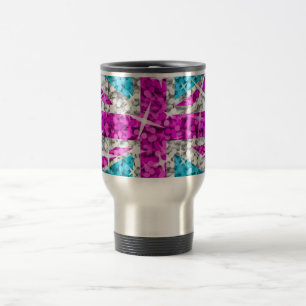 Taza De Viaje Glitz Reino Unido Viaje rosado/atracción para el t