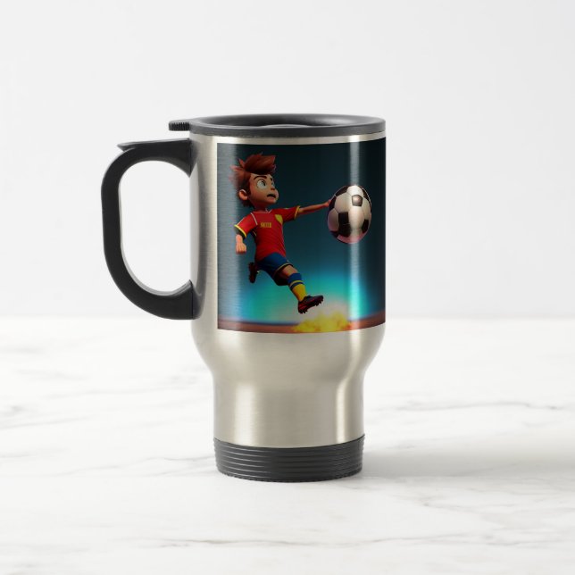 Taza De Viaje "Gol Bound: La patada perfecta del niño animado" (Izquierda)