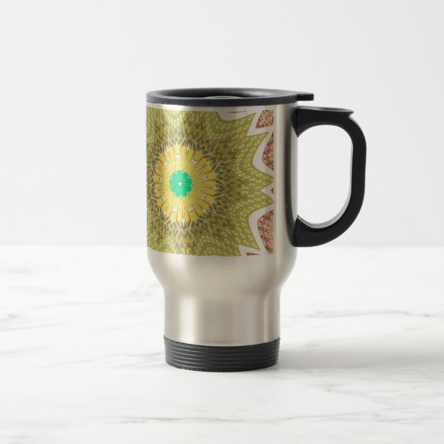 Taza De Viaje gOLDEN YELLOW Patrón tribal étnico africano (Derecha)