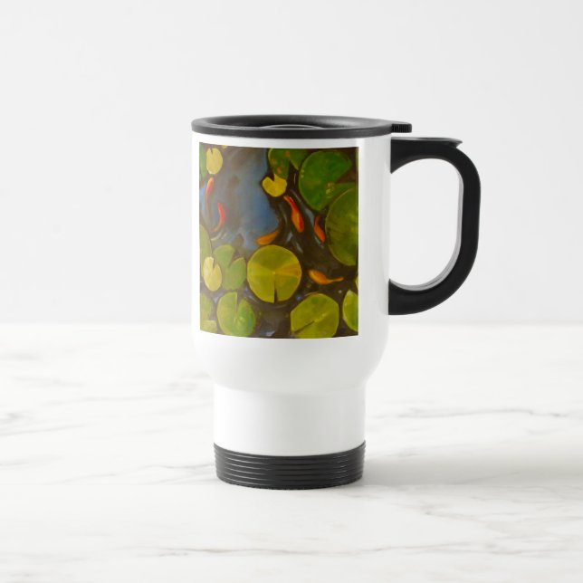 Taza De Viaje Goldfish Koi Pond Water Lilies (Derecha)
